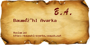 Baumöhl Avarka névjegykártya